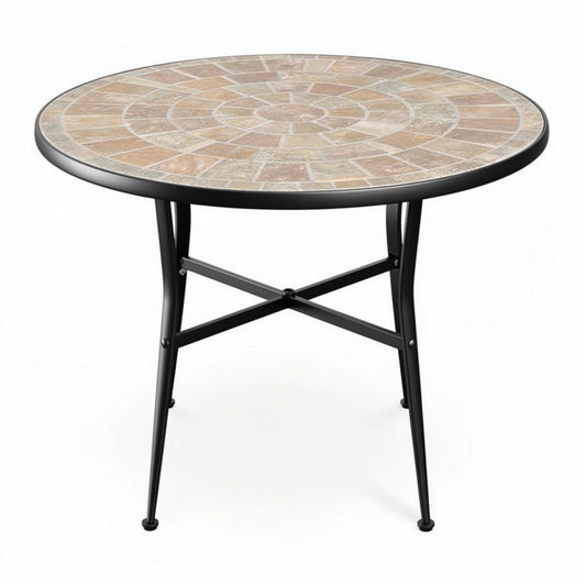 Tafel van gres voor buitengebruik met een metalen onderstel - 60 x 60 x 75cm